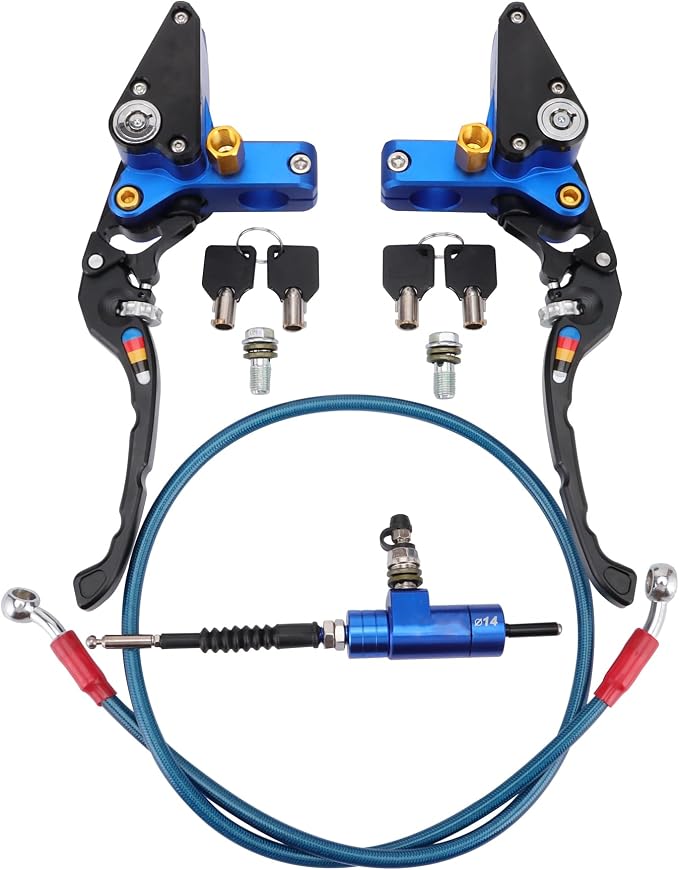 GOOFIT 22mm CNC Motorcycle Hydraulic Clutch Brake Pump Master Cylinder Lever Adjustable Universal for Motorcycle Pocket Dirt Bike ATV 125cc -250cc Vertical Off Road Scooter Blue