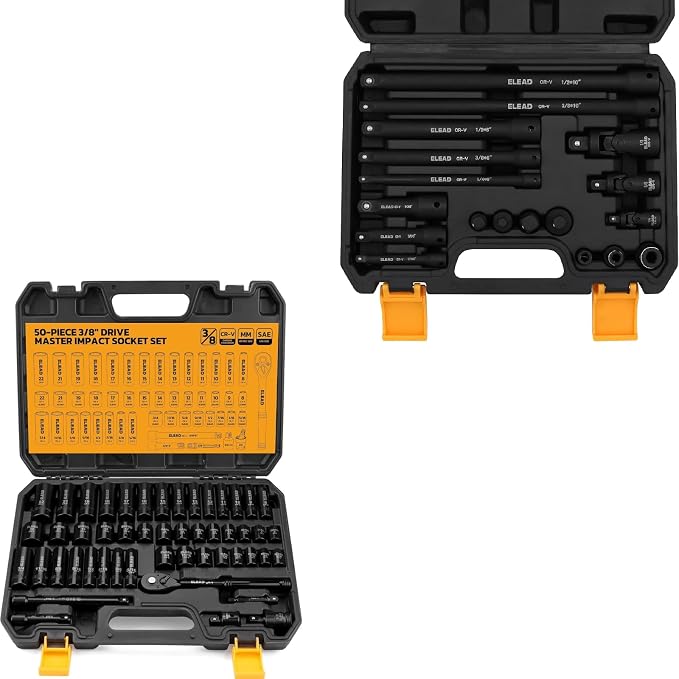 ELEAD Impact Socket Extension Set & 3/8'' Drive Impact Socket