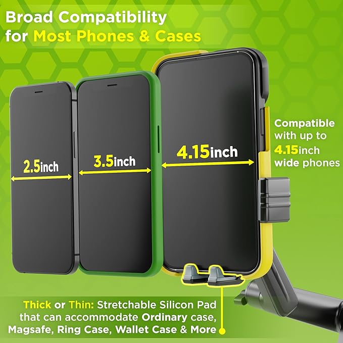 Gray Big Rig Truck Phone Mount & Green Big Rig Truck Phone Mount, Heavy Duty Cell Device Holder for Dashboard Windshield 16.9 inch Long Arm, Stable and Super Suction Cup (2 Device Mounts)