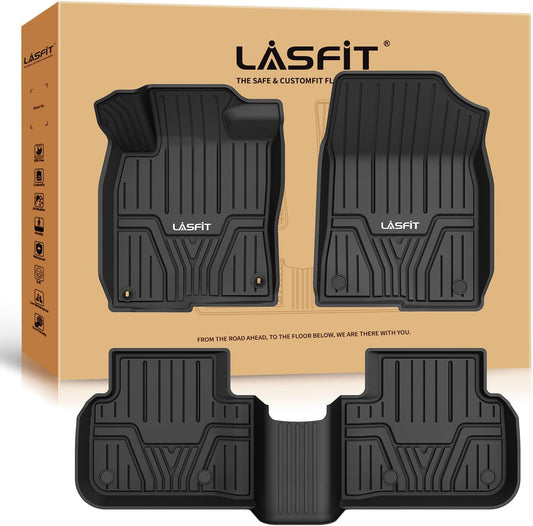 LASFIT Floor Mats for Honda Civic 2022-2025 2026 (Fits Rear Seats with or Without USB Ports) | for Acura Integra 2023-2025, All Weather Car Floor Liners, 1st & 2nd Row, Black