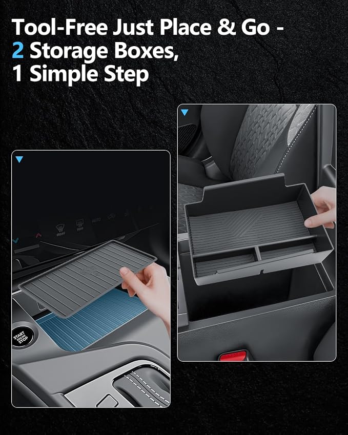 SKTU 2PCS for 2026 Nissan Sentra Center Console Organizer for 2026+ Nissan Sentra (S/SV/SR/SL) Wireless Charging Mat & Console Tray 2026 Sentra Accessories ABS Insert Tray 2026 Sentra Non-Slip Pad