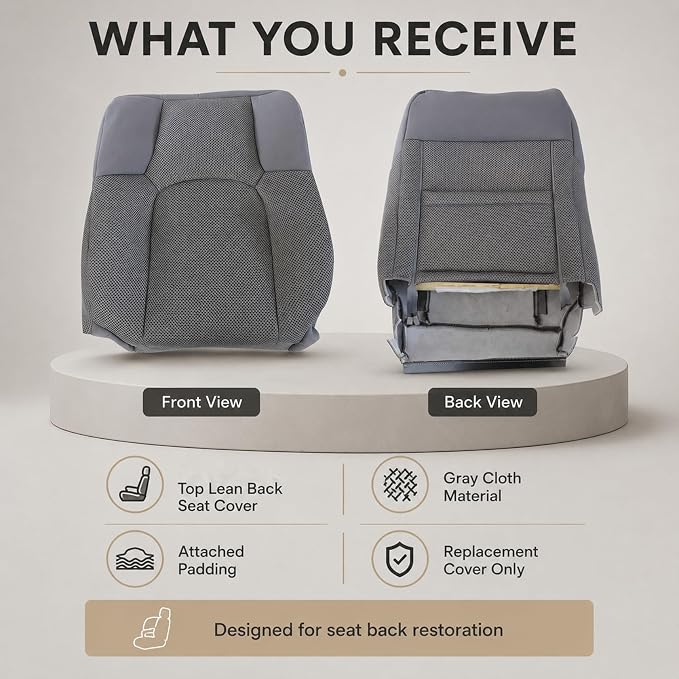 FZJDSD Steel Gray #W Cloth Driver & Passenger Bottom & Top Replacement Seat Covers (4PCS) Compatible with Nissan Frontier S SV SE LE XE 2005-2019
