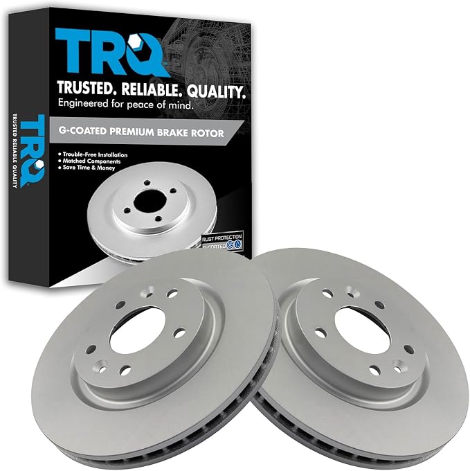 TRQ Front Brake Rotor Set G Coated Vented Compatible with 2014-2017 Nissan Leaf 2014-2020 Rogue 2017-2022 Rogue Sport