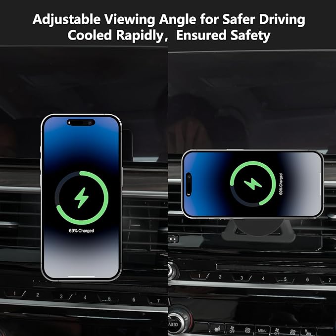 CLEC for BMW 5 Series 2017-2023 Magnetic Wireless Car Charger Phone Holder Mount Custom Fit for BMW 5 Series 2017-2023 15W Fast Charging Car Phone Holder Wireless Charger