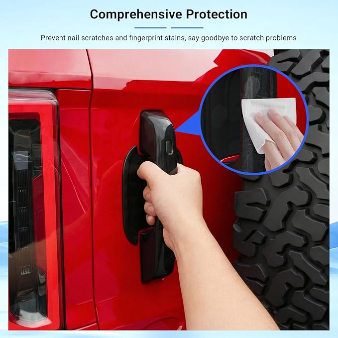 PTYYDS 16Pcs Door Handle Cover Compatible with 2021-2024 Ford Bronco Door Bowl Cover ABS Glossy Black Gear Shift Panel Cover Replacement for 2021-2024 Ford Bronco Accessories