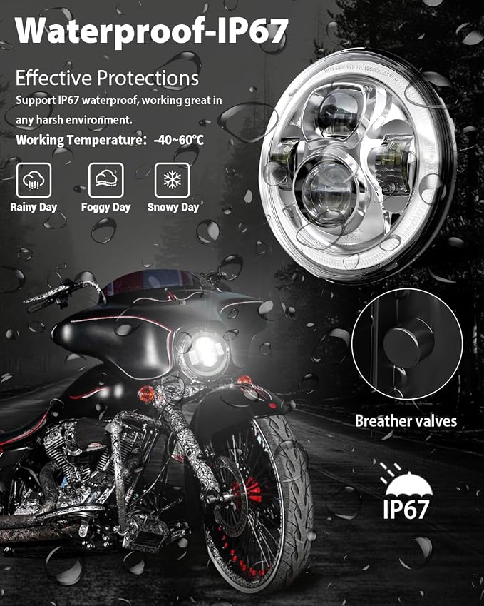 Z-OFFROAD Upgrade 7 Inch Motorcycle LED Headlight w/DRL White Halo DOT Kit Compatible with Harley Davidson Street Glide Road King Special Electra Glide Ultra Classic Fat Boy Heritage Softail - Chrome