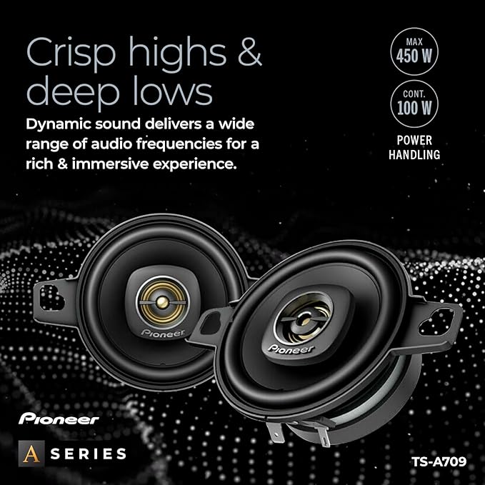 PIONEER A-Series Plus TS-A709 2.75' 2-Way Speakers (Pair) – 600W Max, Balanced Sound + Smooth Treble, Great Stock Replacement, Easy Installation