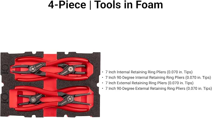 TEKTON 7 Inch Retaining Ring Pliers Set, 4-Piece | PRR96001