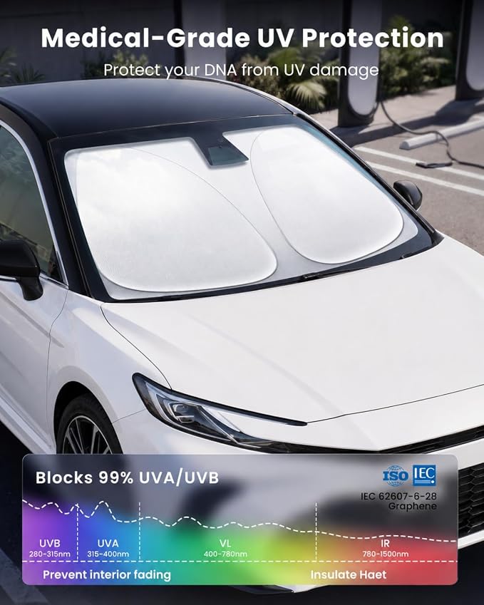 REEVAA 2026 3rd Pro Windshield Sunshade for 2018-2024 Toyota Camry | Dual-Layer Heat & Sun Defense, OEM Design | Foldable Sun Shade Car Accessories with Storage Bag