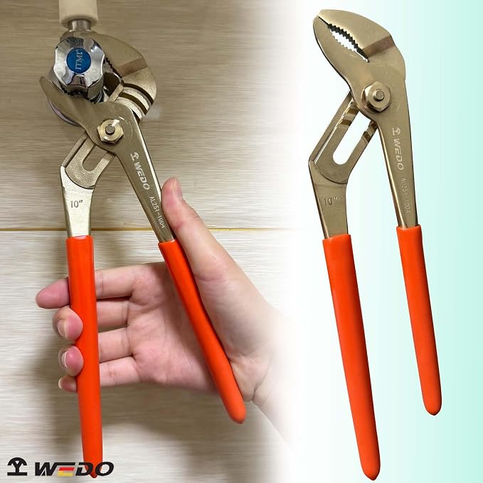 WEDO 10"Groove Joint Pliers,Tongue-and-Groove Pliers,Aluminum Bronze,Length 250mm,Max jaw opening 45mm,DIN Standard, BAM & FM Certificate