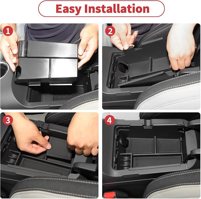 Linskip Center Console Organizer Kit for Ford Mustang Ecoboost, GT, Dark Horse 2024 2025 2026+, Armrest Organizer + Door Insert(Black)