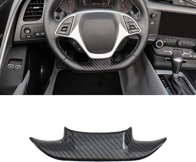 Real Carbon Fiber Steering Wheel Cover Compatible with Corvette C7 2014–2019