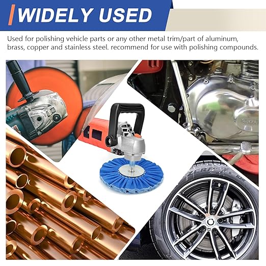 8" Blue Airway Buffing Wheel,5/8'' Arbor Hole,12 Plys/Coarse Polishing for Angle Grinder,2PCS