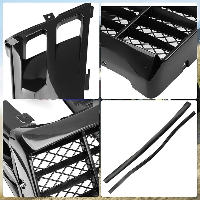 Black Plastic Gas Tank Side Covers with Grill, Compatible with Yamaha Banshee 350 1987-2006, 2-PC Set, OE 2GU-21711-90-00, 2GU-21721-90-00, 2GU-2171L-00-00
