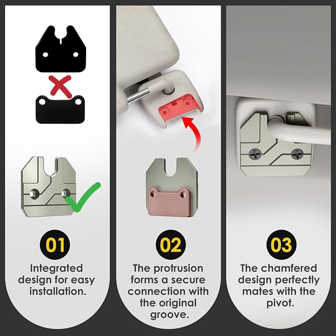 Sun Visor Repair Kit Compatible with RAM 1500 2019-2026, 2 Pack Sun Visor Clip for Trucks, Aluminum Alloy Visor Clip, Car Repair Kit Accessories, Ram 1500 Accessories,Champagne