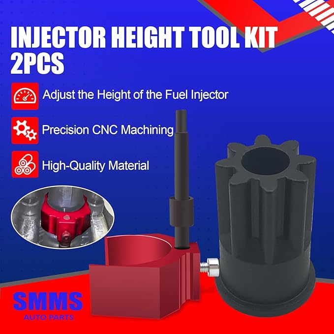 SMMS 2PCS Caterpillar Tools Kit, 9U-7227 Injector Height Adjustment Gauge Tool(Red) & J-38587-A Engine Barring Socket Engine Turning Tool for Caterpillar CAT 3406E C15 C16