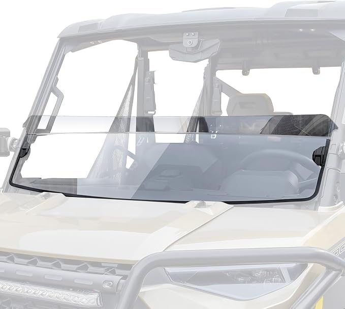 SAUTVS Front Half Windshield for Ranger XP 1000 2017-2026, Replace #2883301 | Lightly Dustproof Durable PC Clear Half Windscreen for Polaris Ranger XP 1000 / 900 / Crew / Diesel 2017-2026
