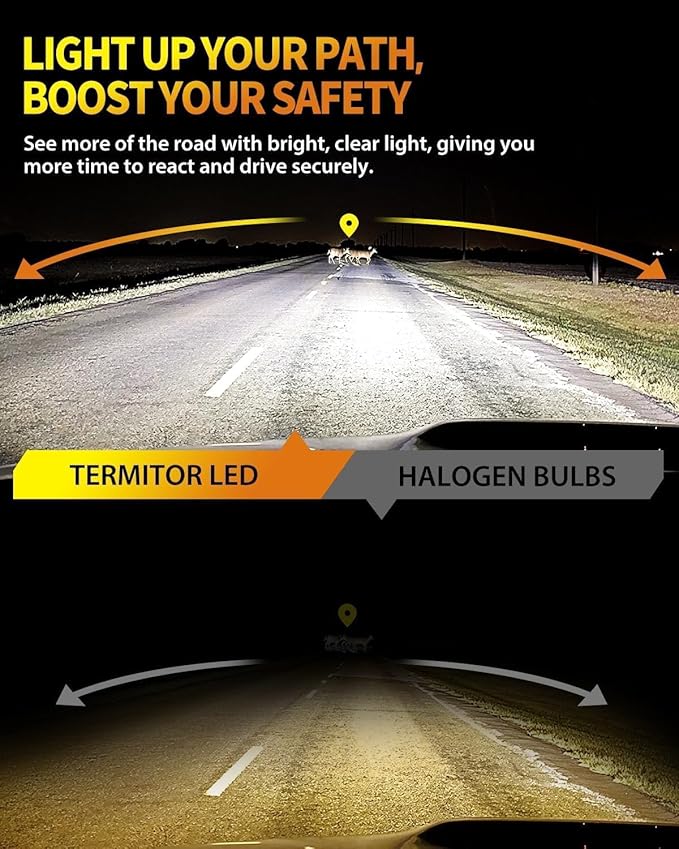 Termitor 9005 9006 Light Bulbs Combo, 100,000LM Super Bright, HB3 HB4 Driving light bulbs, 6500K Cool White, 1:1 Mini Size, Plug and Play, 85,000Hrs Lifespan, Pack of 4