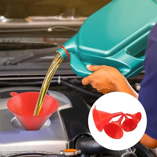 10 Pcs Automotive Funnels Set, Wide Mouth Fuel Funnels, Plastic Long Neck Oil Flexible Right Angle Funnelss, with Detachable Spout and Filter, Plastic Funnel Set for Water/Gasoline/Coolant/Engine Oil