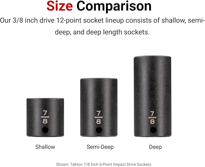 TEKTON 3/8 Inch Drive Shallow, Semi-Deep, and Deep 12-Point Impact Socket Set with Rails and Trays, 102-Piece (1/4-1 in., 6-24 mm) | SID91221
