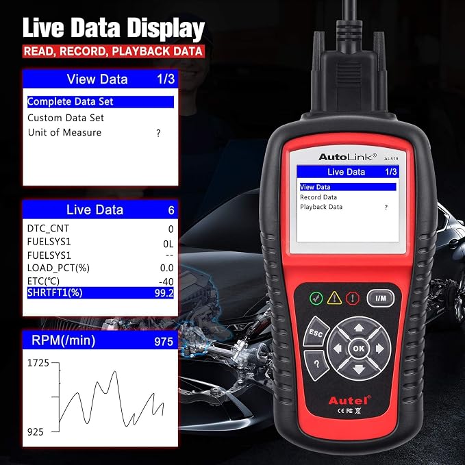 Autel AutoLink AL519 Car OBD2 Scanner, Classic Enhanced Mode 6 Engine Fault Code Reader OBDII CAN Diagnostic Scan Tool, One-Click Smog Check, DTC Lookup, Upgraded of AL319, Lifetime Free Update