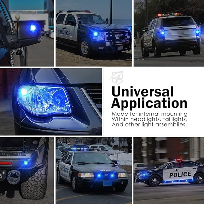 Xprite Blue LED Hideaway Strobe Police Lights Kit, 20 Flashing w/Control Panel Headlights Taillights Mounting, Hazard Warning for Emergency POV Vehicles Volunteer Cars Trucks SUV 6PCS