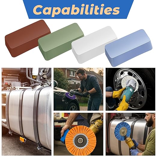 Amylove 8 Inch Airway Buffing Wheels Aluminum Wheel Polishing Kit in Diameter 5/8 Inch Arbor Hole, Polishing Compound and Metal Polish Kit for Angle Grinder(Bright Color,8 Pcs)