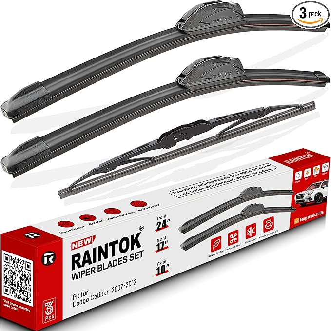 Windshield Wiper Blades Replacement for Dodge Caliber 2007 2008 2009 2010 2011 2012 Original Factory Quality Front Rear Wipers Blade Set for My Car - 24" 17" 10" (Pack of 3)