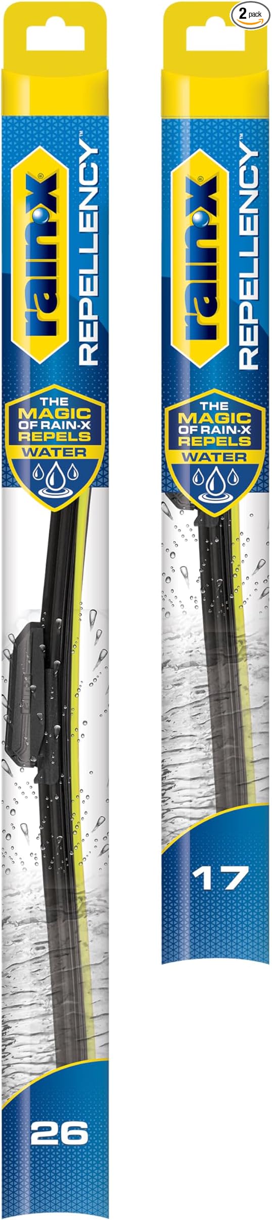 Rain-X 810350 Repellency Water Repellent Wiper Blades, 26" & 17" Windshield Wipers, All Weather Streak-Free for Enhanced Visibility w/Water Repellency Formula [Amazon Exclusive]