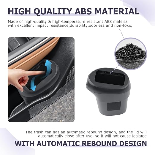 LUWU Car Trash Can Compatible with 2022-2025 Toyota Crown - Interior Accessory with Lid, Portable Mini Dustbin, Leak-Proof Garbage Bin 2PCS