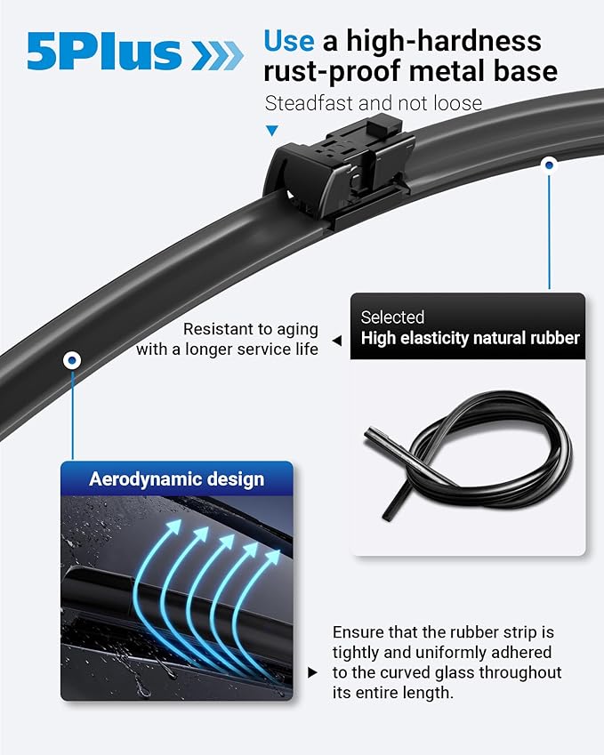 5 PLUS Wipers Replacement for Jeep Renegade 2015-2023 Windshield Wiper Blades,22"+20" Windshield Wipers with 10" Rear Wiper Blade - Factory Fit & All-Season OEM Quality (Pack of 3)