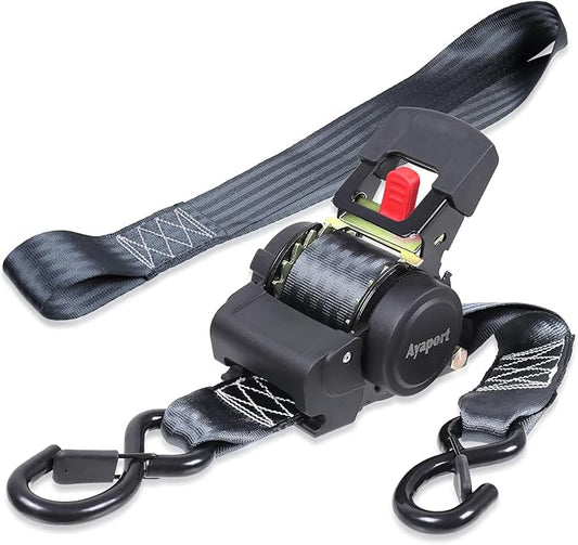 Ayaport Retractable Ratchet Straps 2in X 12.5ft-3300lb Break Strength, Heavy Duty Ratchet Straps Self Retractable Tie Downs with Soft Loops for Motorcycle, Dirt Bike, Cargo, Truck Accessories