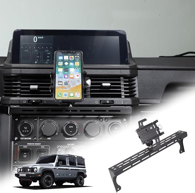 Compatible with INEOS Grenadier 2020-2024 Car Phone Mount and Walkie Talkie Mount Stand Set, Centre Console Multifunctional Track Mobile Phone Holder Expansion Platform (Style D)