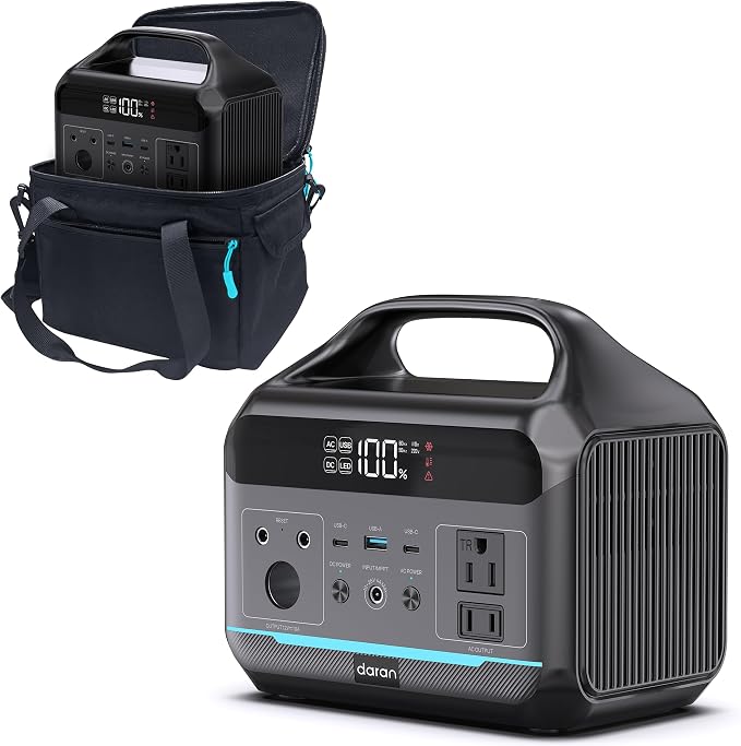 Portable Power Station 288Wh LiFePO4 Battery, 600W Power Bank with AC Outlet Fast Charging 8.4LB Lightweight Solar Generator with Multi-Port Output for Outdoor Camping, Travel, and Emergency Backup