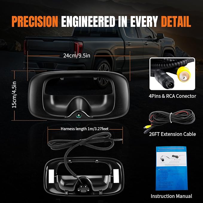 LCWRGS Tailgate Handle Backup Camera for 1999-06 Chevy Silverado GMC Sierra | Rear View Park Assist Camera Night Vision 170° Wide-Angle Waterproof Easy Installation OE# 15228539