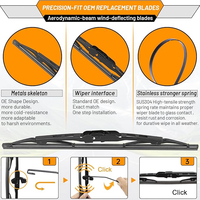 OEM Windshield Wiper Blade Replacement for GMC Terrain Chevy Equinox 2010-2017 Original Equipment Wiper Blade Set- 24+17+13 (Set of 3) 1 Year Warranty