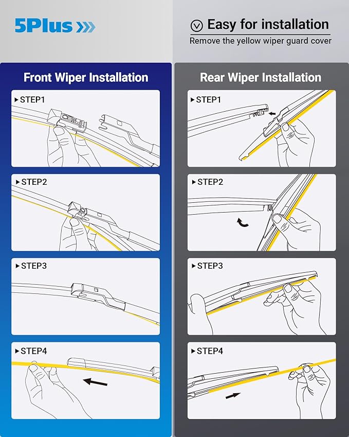 5 PLUS® 28"+16"+16" Windshield Wipers Replacement for Toyota Prius 2016 2017 2018 2019 2020 2021 2022 Wiper Blades,Windshield Wiper Blades Original Equipment Replacement (Pack of 3)