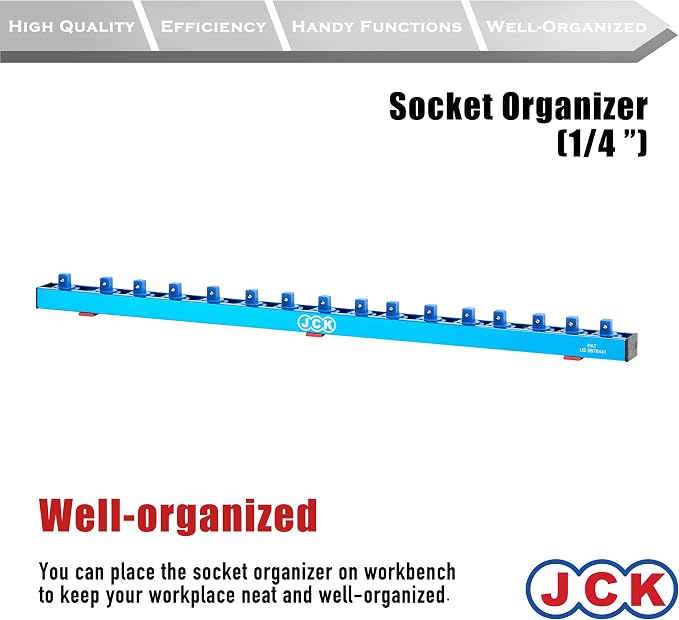 JCK Tool Organizer Professional Quality Aluminum Socket holder,Socket drawer, socket rack, (1/4" x16pcs) Imperial tool Organizer secure storage toolbox,tool trolley