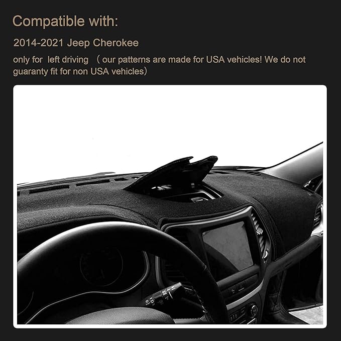 SPEEDWOW Dashboard Dash Board Cover Mat Carpet Compatible with Jeep Cherokee 2014-2023(NOT Compatible with Jeep Grand Cherokee)