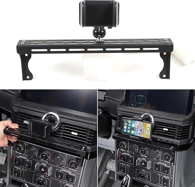 Compatible with INEOS Grenadier 2020-2024 Car Phone Mount and Walkie Talkie Mount Stand Set, Centre Console Multifunctional Track Mobile Phone Holder Expansion Platform (Style A)
