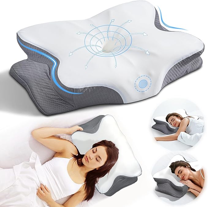 Cervical Neck Pillow for Pain Relief, Ergonomic Memory Foam Pillows for Sleeping, Neck Support Pillows for Sleeping with Pillowcase, Contour Orthopedic Pillow for Side Back Stomach Sleeper