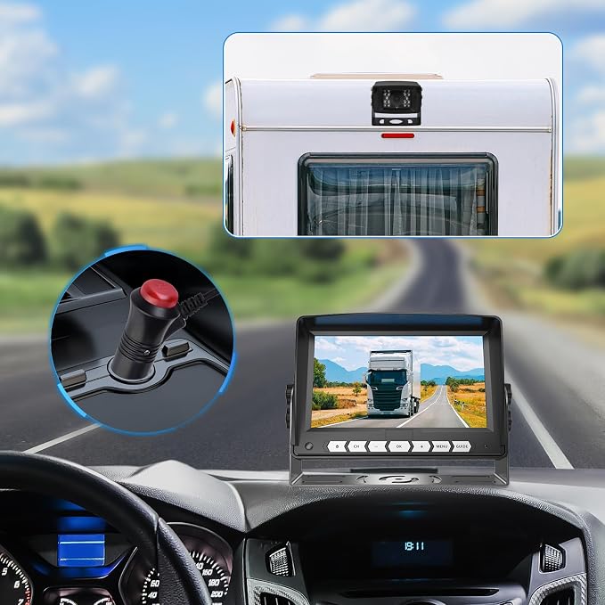 Back Up Camera with Screen, Night Vision Reverse Camera for RV, Truck, Trailer, Van, Camper, Hitch Assistance