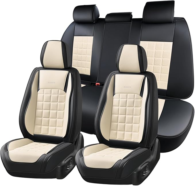 FLORICH Seat Cover, Leather Car Seat Covers Full Set, Waterproof Car Seat Protectors 5 Seats, Front and Rear Seat Covers for Cars, Breathable Automotive Seat Covers Protector Fit for Most Cars Truck