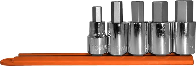 Mayhew Tools 16020 Metric Hex Socket Bit Set, Chrome Plated, 5-Piece