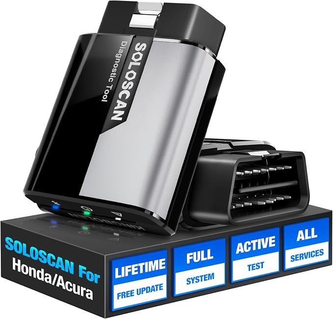 Kingbolen Soloscan for Honda Acura OBD2 Scanner Bluetooth, Bidirectional Test Full System Diagnostic Scan Tool for Android & iOS, All Reset Services, AutoVin, Lifetime No Subscriptions
