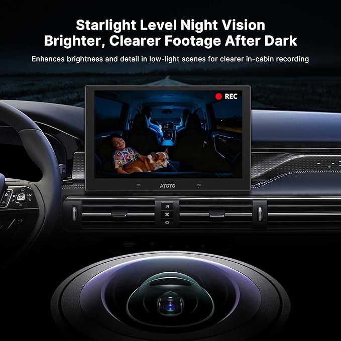 in-Cabin Camera, Forward‑Facing(Rear Cabin Mount) with AHD 1080p, 30fps,Starlight Night Vision,135° Wide-Angle,Loop Recording,Parking Mode,Only Compatible with V10/A7 Series,AC-HN9CBV2