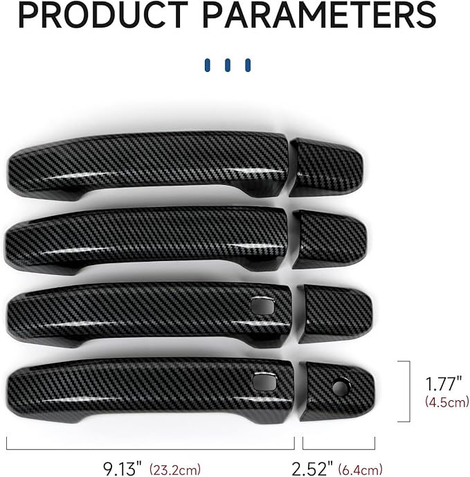 Car ABS Exterior Side Door Handles Decoration Trim Cover Accessories for Chevy Colorado/GMC Canyon 2023 2024 2025 (Carbon Fiber Style)