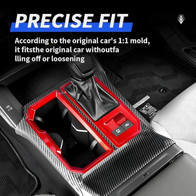 Car Center Console Gear Shift Panel Trim Cover for Toyota RAV4 2026 [for LE/SE/XSE/XLE Premium/Woodland/GR Sport] Auto Interior Decorations Accessories Central Control Carbon Fiber Style Kit
