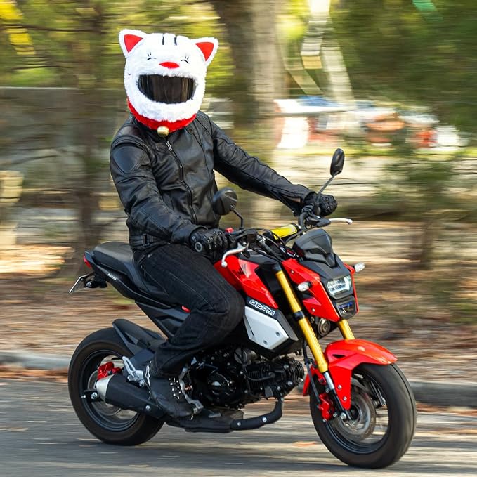 MotoLoot Helmet Cover for Motorcycle Helmet, Fun Rides and Gifts (Cover Only. Helmet Not Included) - Lucky Cat