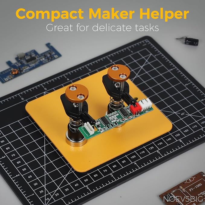 NOEVSBIG Magnetic Helping Hands Clamp Metal, Adjustable Third Hand Soldering Holder Stand For Small Electronics, Hobby DIY, Craft, PCB Repair, Precise Work, Exclusive Dual-Head Ultra-Grip